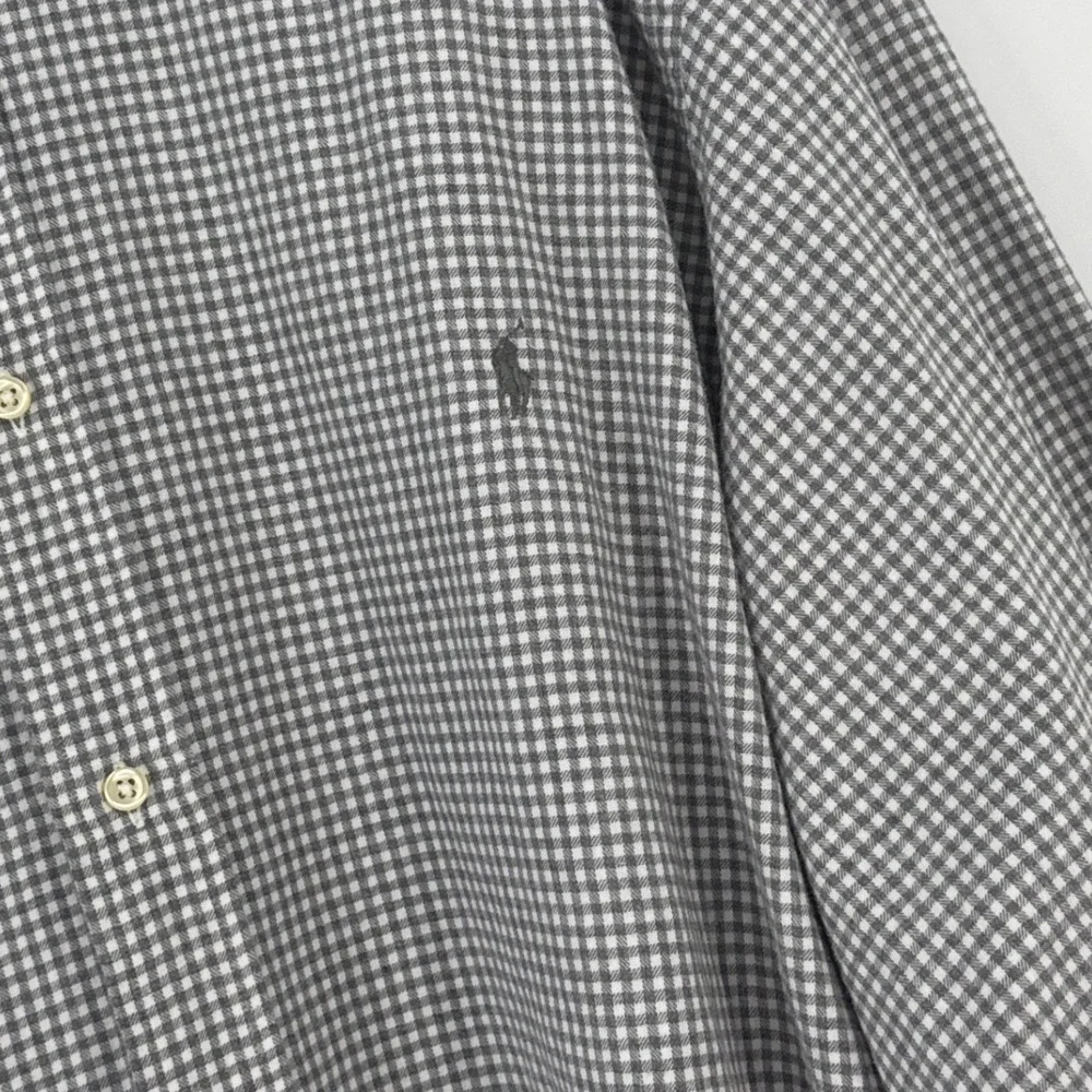 Polo Ralph Lauren Button Down Mens 4XB Grey Gingham Long Sleeve Cotton Shirt